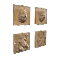 Four Edgar Miller Terra Cotta Tile Reliefs 7.75" W x 3" D x 7.5" H, each — United States, Circa 1940