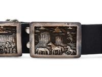 Navajo Sterling Silver Storyteller Concha Belt, with 14K Gold Accents