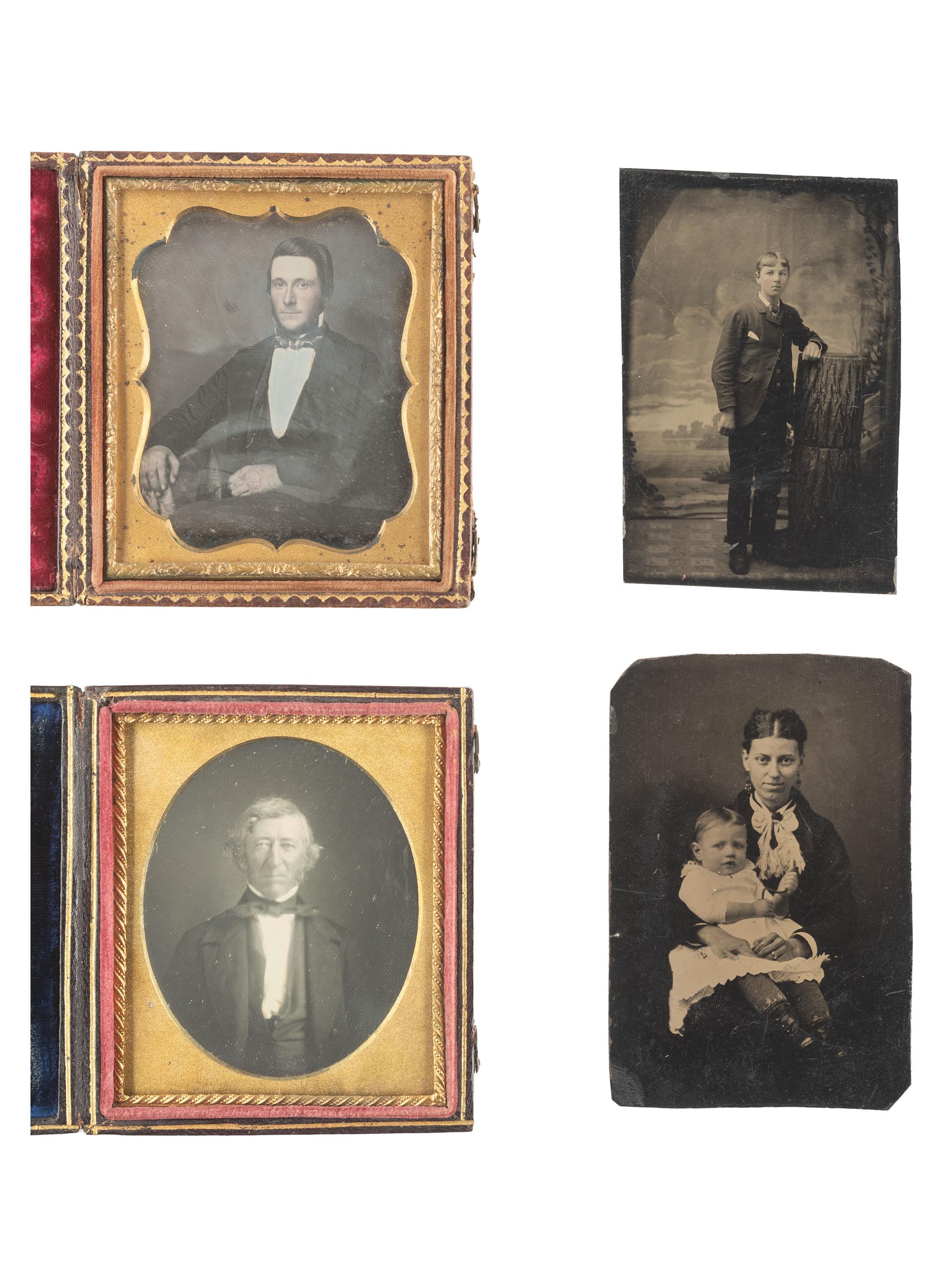 [EARLY PHOTO] 13 daguerreotypes, tintypes, and ambrotype of varying subjects incl. work by Keely.