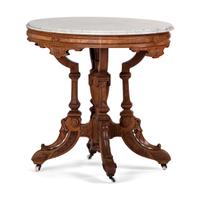 A Victorian Walnut Table with Marble Top