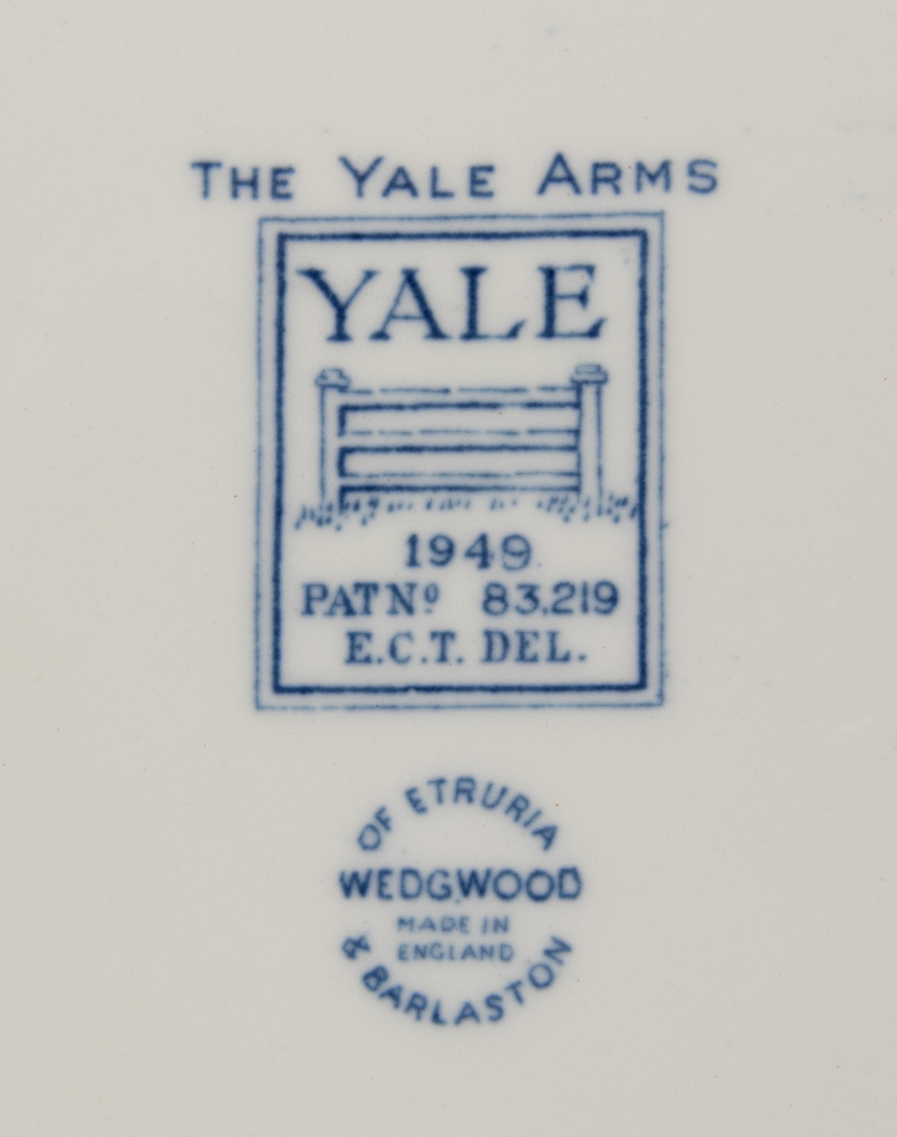 Twelve Wedgwood Salad Plates and Twelve Wedgwood Bread and Butter Plates of Yale University Interest