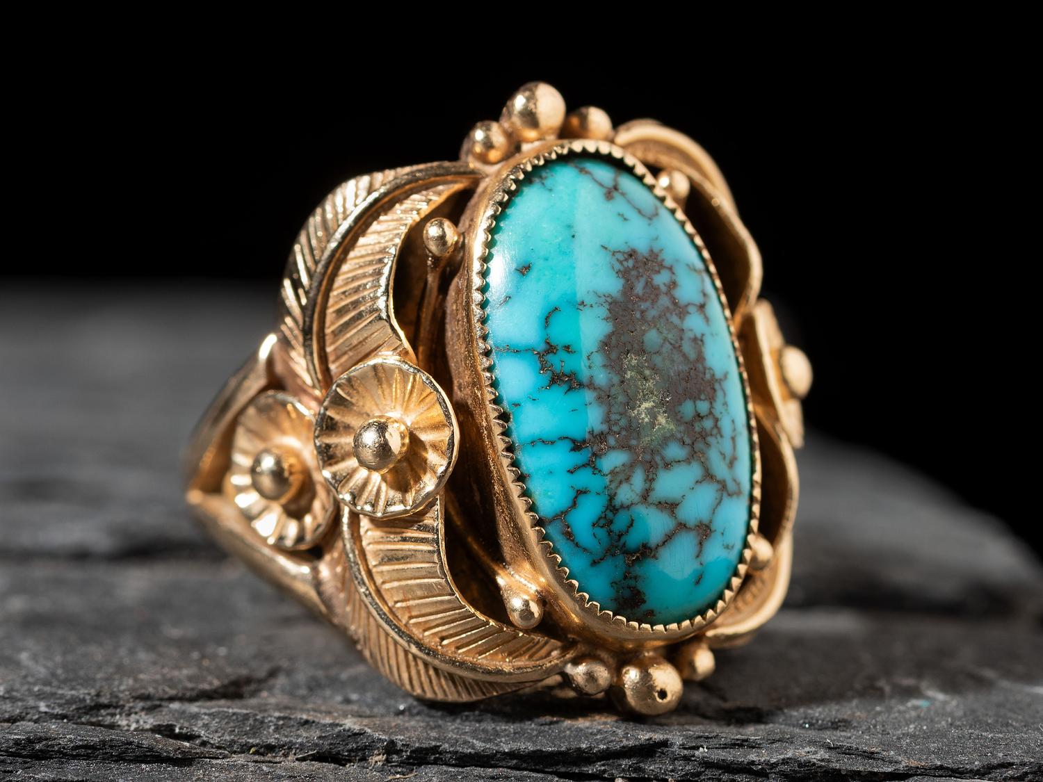 Navajo 14K Gold and Turquoise Ring