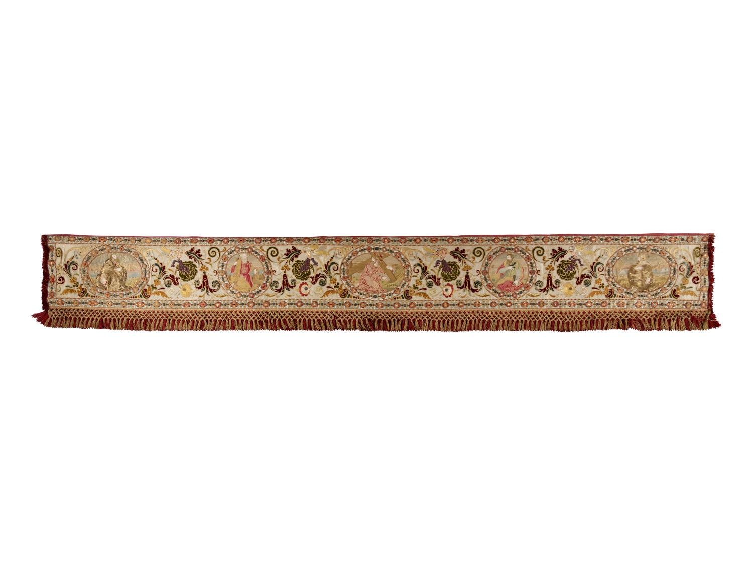 A Continental Petit-Point and Metallic Thread Embroidered Ecclesiastical Panel