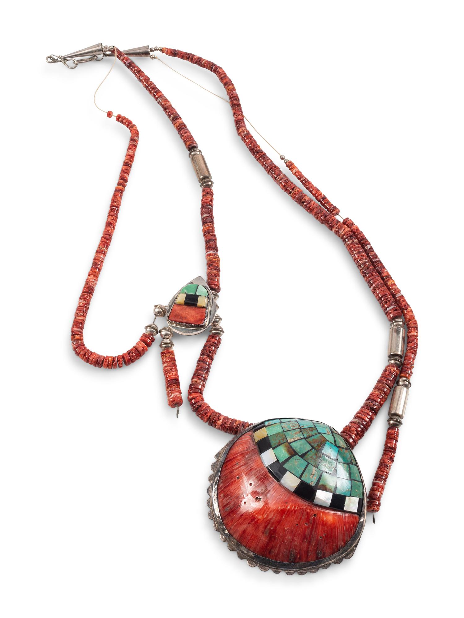 Mosaic Inlay Spiny Oyster Necklace