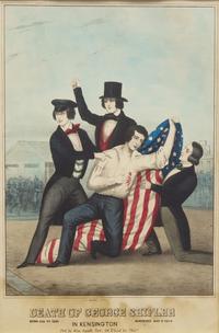 John L. Magee (1820-1870?), A Hand-Colored Lithograph: The Death of George Shifler (1825-1844) in Kensington, Philadelphia, Pennsylvania