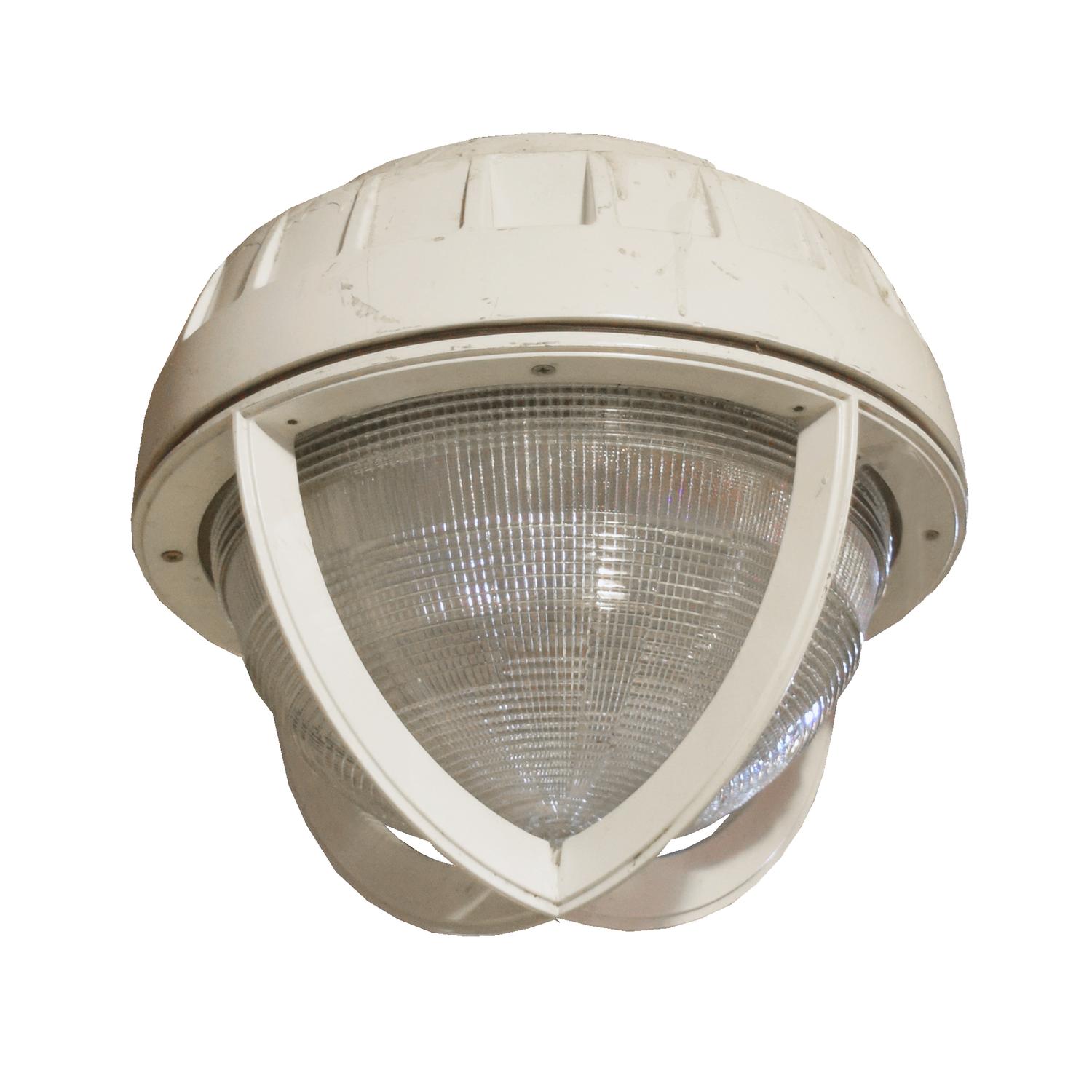 An Industrial Mid-Century Light Fixture 12" W x 12" D x 10" H — United States, Mid-20th Century