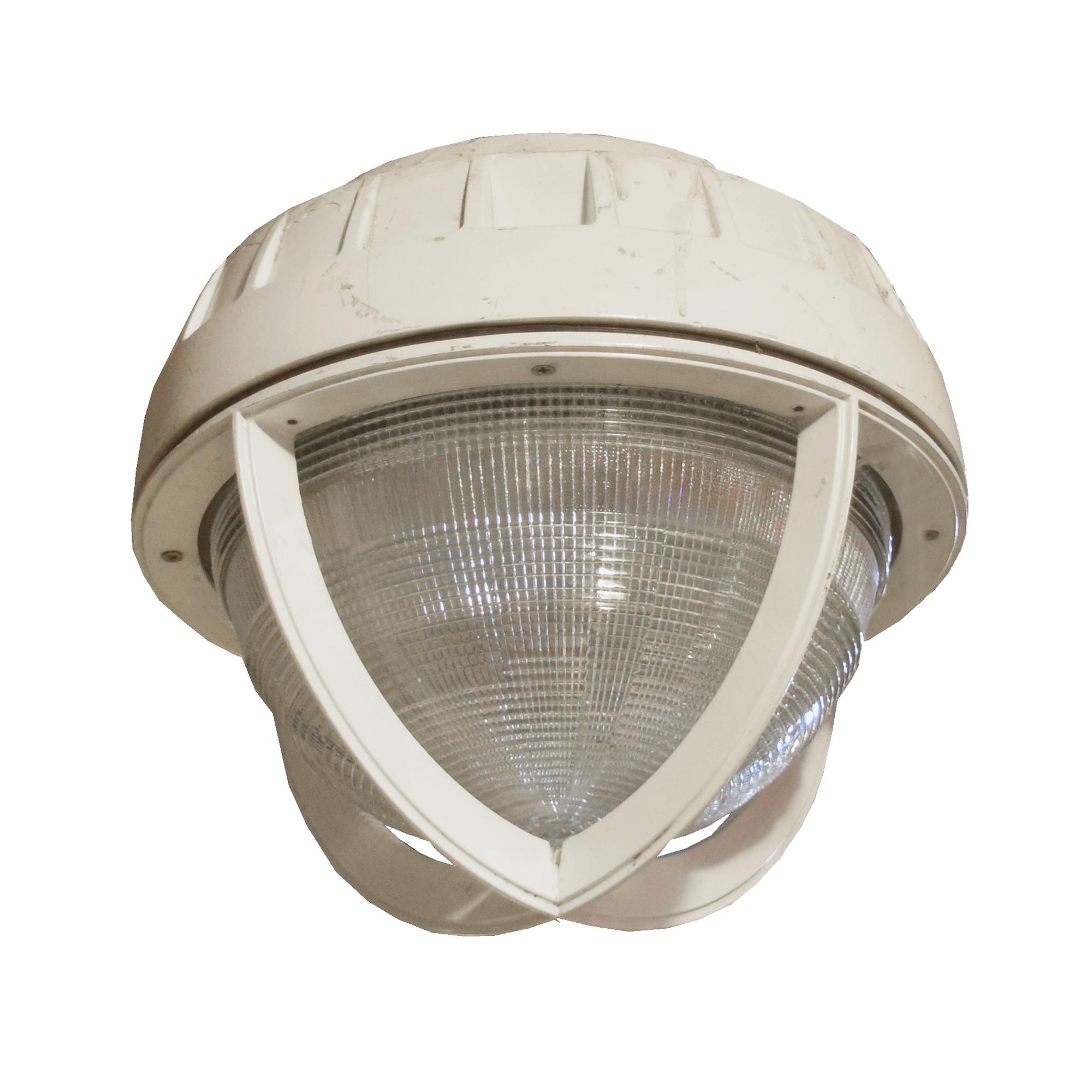 An Industrial Mid-Century Light Fixture 12" W x 12" D x 10" H — United States, Mid-20th Century
