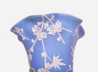 A Pair of Wedgwood Aesthetic Style Tricolor Jasperware Vases, UK, late 19th century