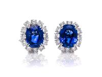 An Important Pair of Platinum, Burmese Sapphire, and Diamond Earclips, M. Gerard, 10.70 dwts.
