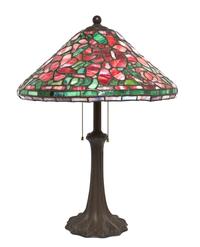 An American Leaded Glass Table Lamp, Height overall 22 1/2 inches x diameter of shade 16 1/2 inches.