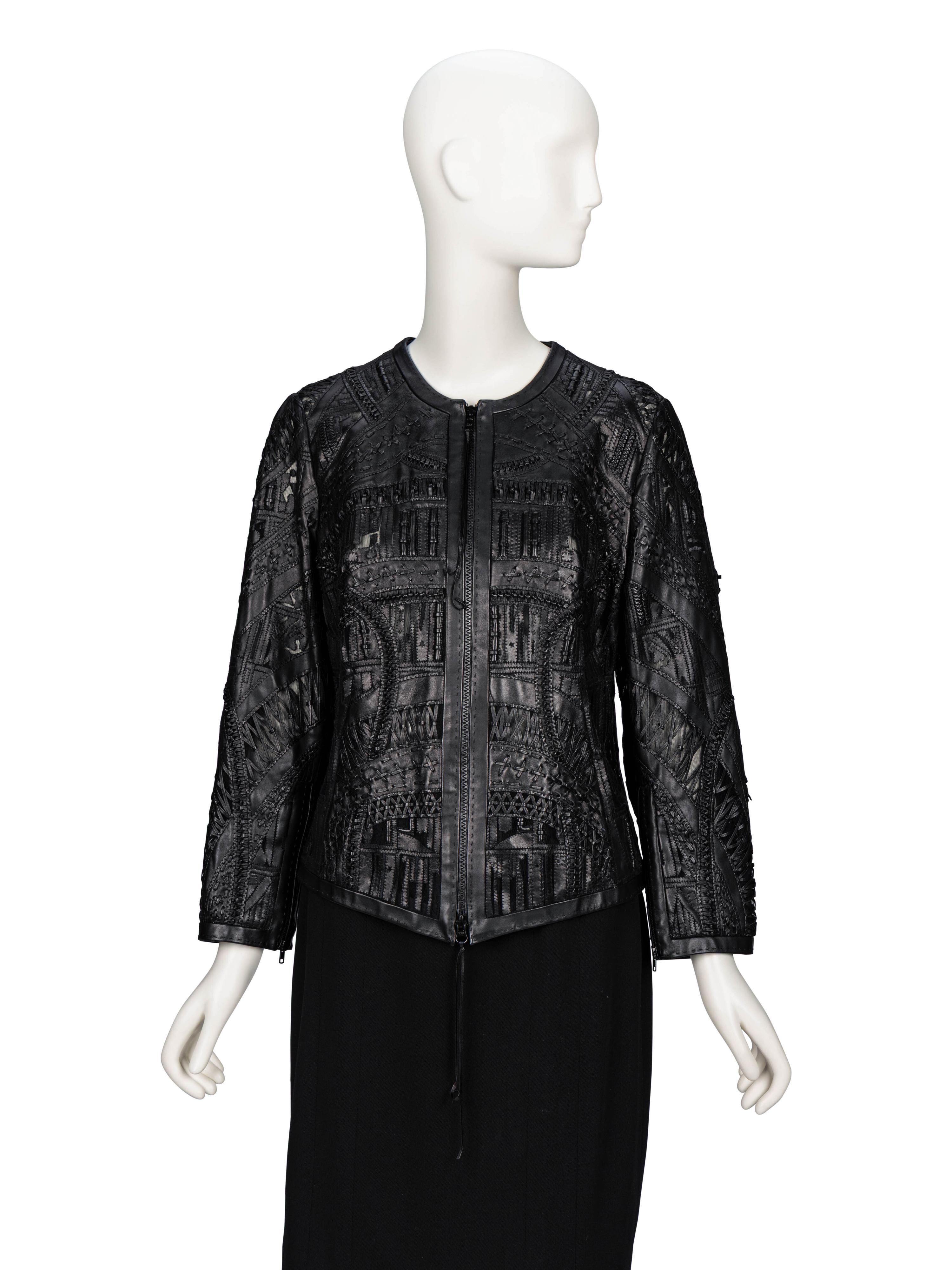 Ralph Rucci, Woven & Patchworked Leather Jacket