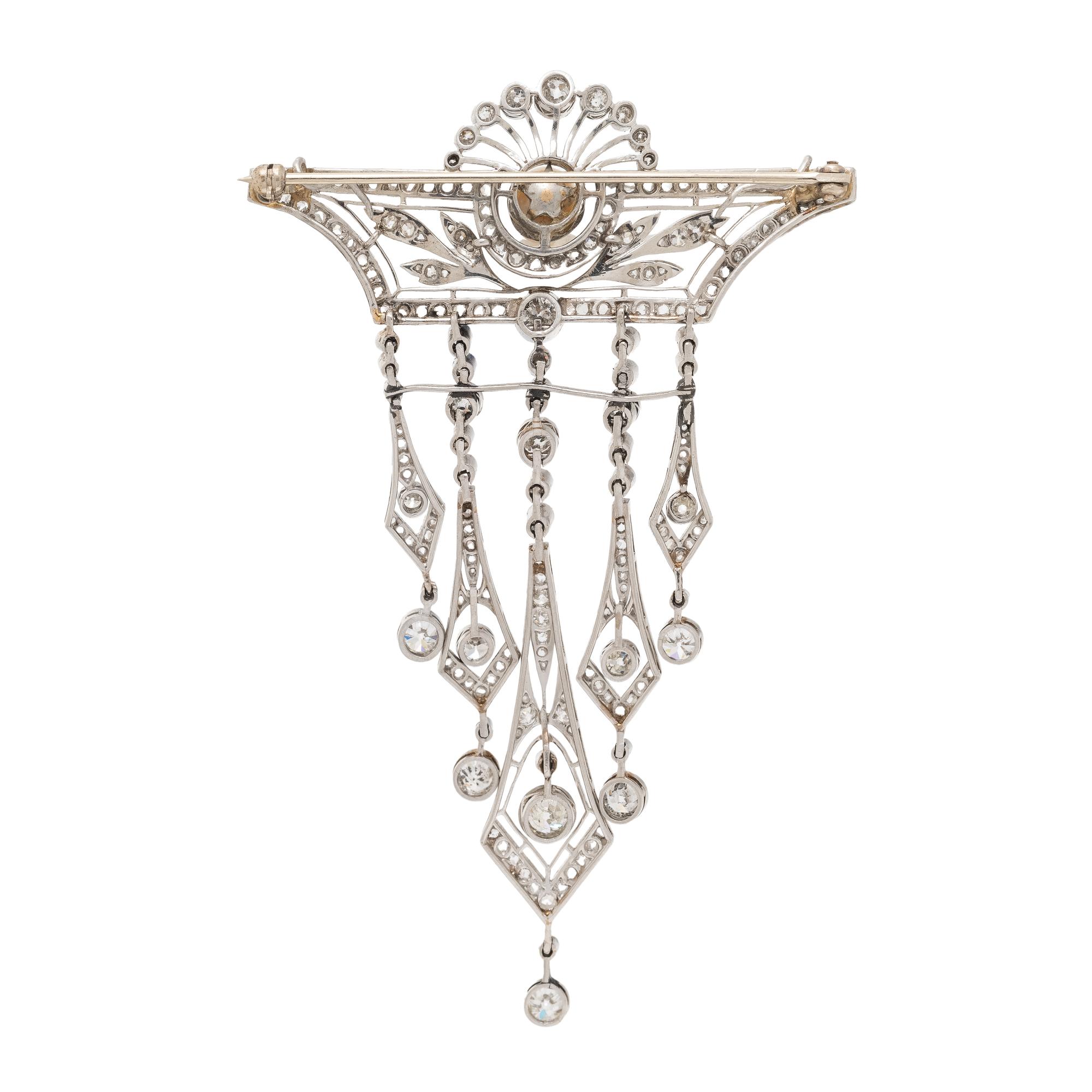 Edwardian, Diamond and Cultured Pearl Brooch