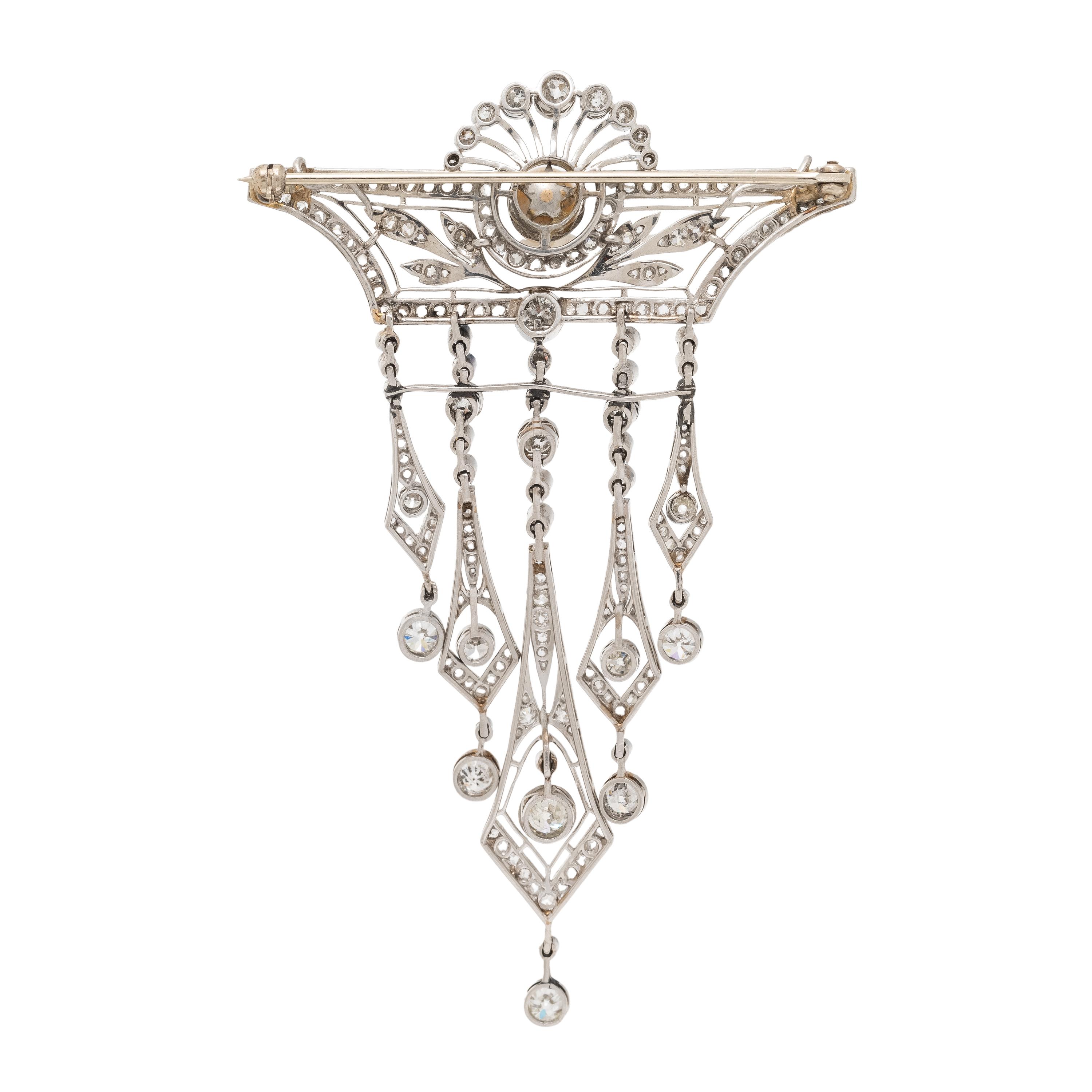 Edwardian, Diamond and Cultured Pearl Brooch