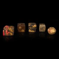 A group of five assorted Japanese lacquer boxes with covers 日本漆器盖盒五件 Edo to Taisho period ?????