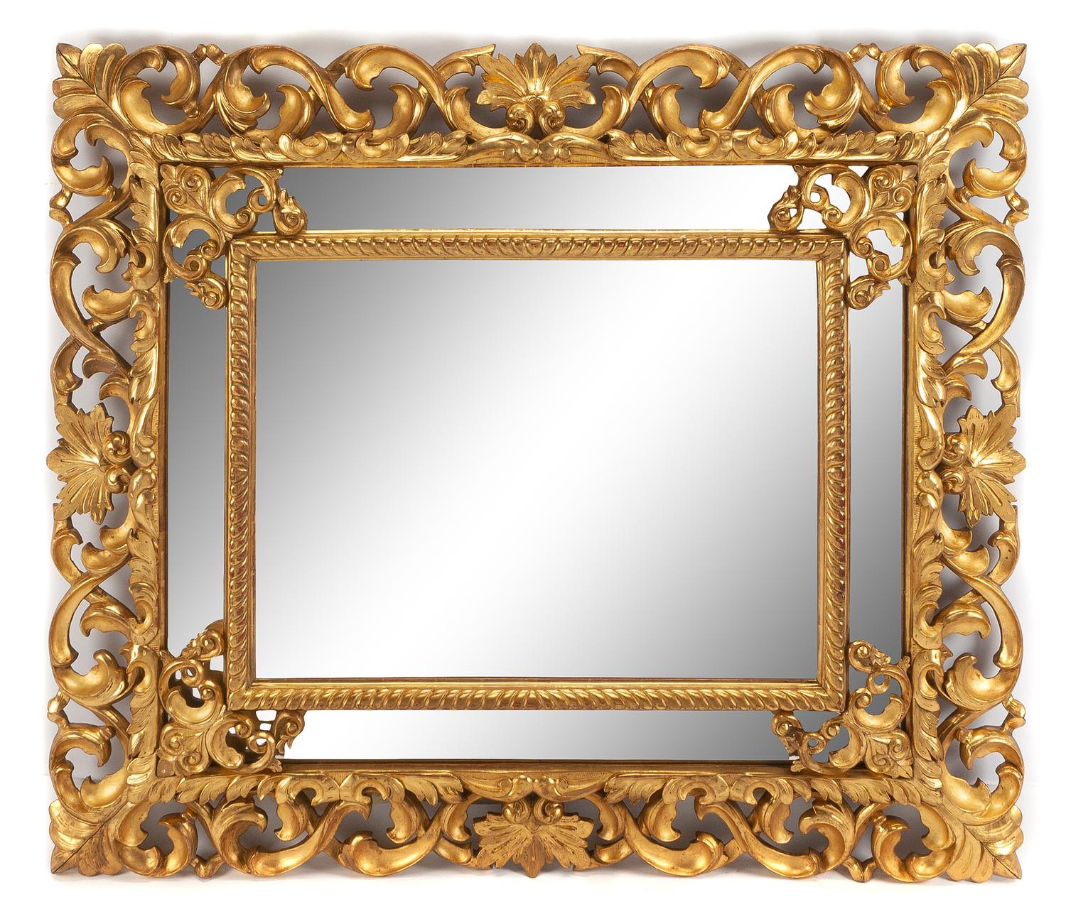 An Italian Rococo Style Giltwood Mirror Height 49 x width 57 inches. — LATE 19TH/EARLY 20TH CENTURY