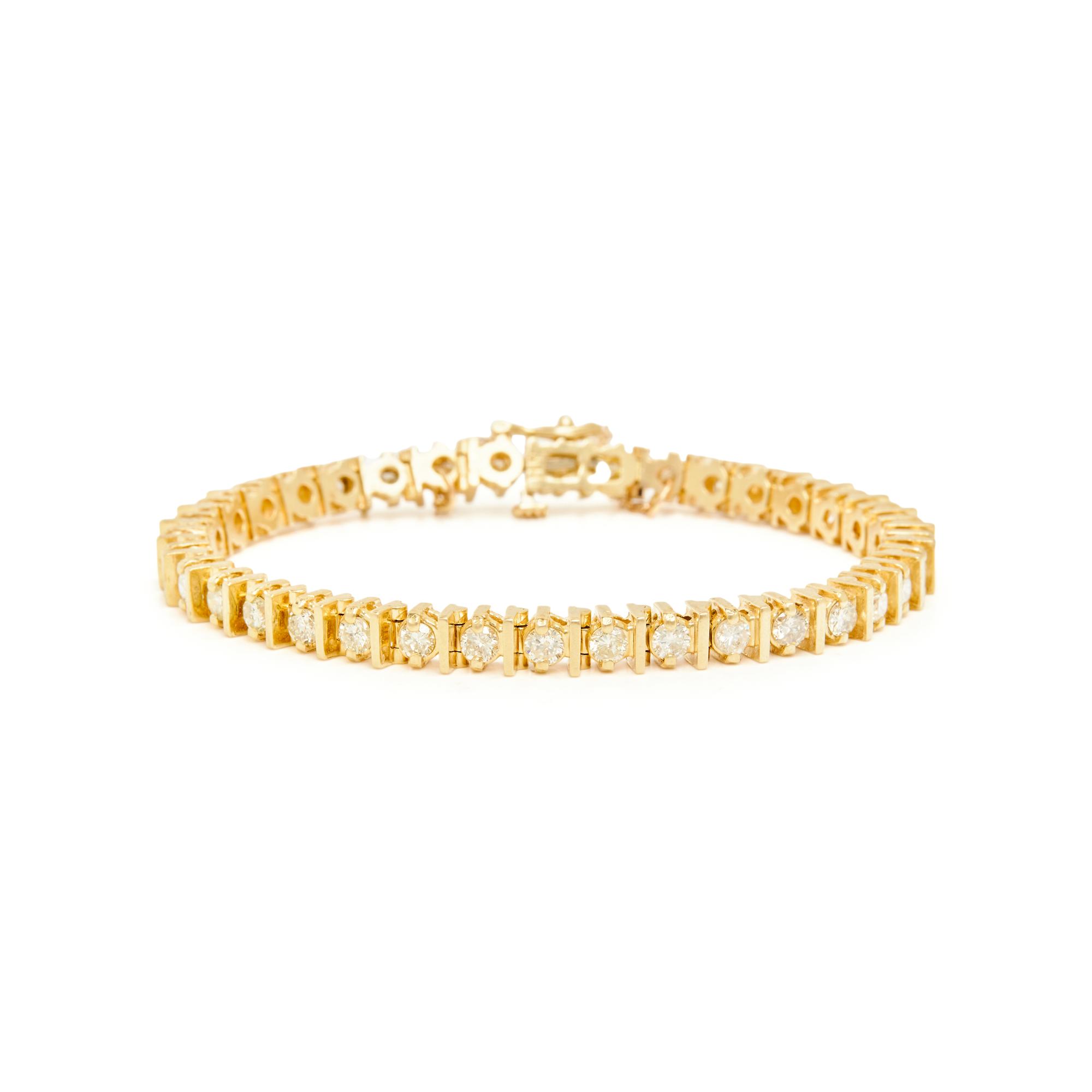YELLOW GOLD AND DIAMOND LINE BRACELET