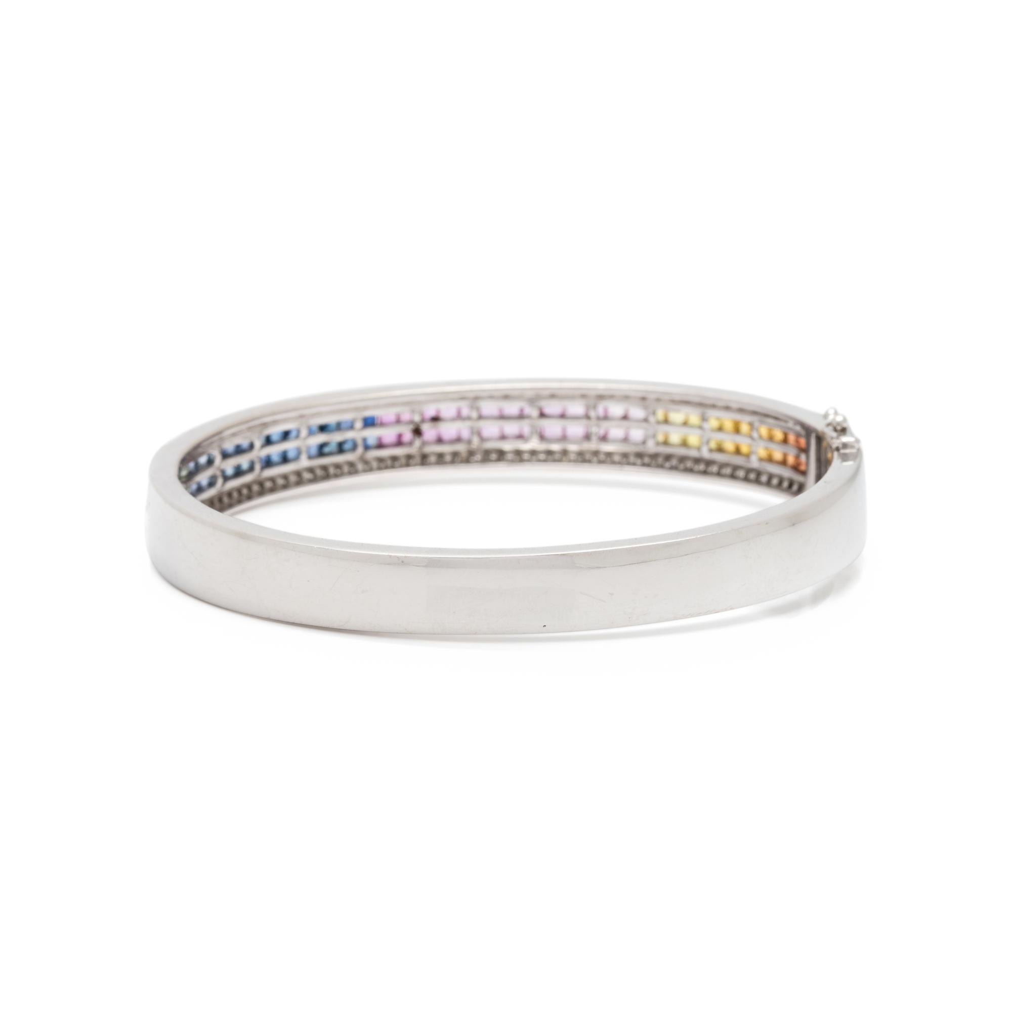 DIAMOND AND COLORED GEMSTONE BANGLE BRACELET
