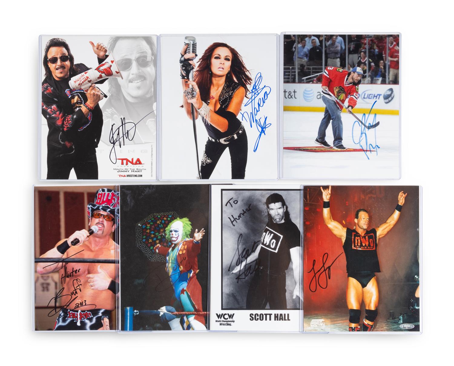 A Large Group of Professional Wrestling Signed Items Including Ric Flair and Multiple Deceased Wrestlers