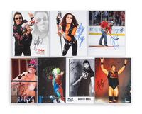 A Large Group of Professional Wrestling Signed Items Including Ric Flair and Multiple Deceased Wrestlers