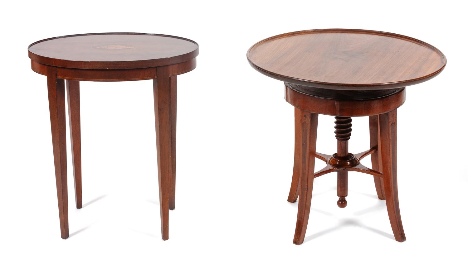 Two Georgian Style Mahogany End Tables Height of taller 20 inches. — 19TH AND 20TH CENTURY
