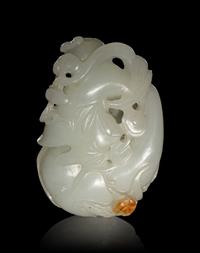 A Carved Pale Celadon 'Boy on Gourd' Snuff Bottle