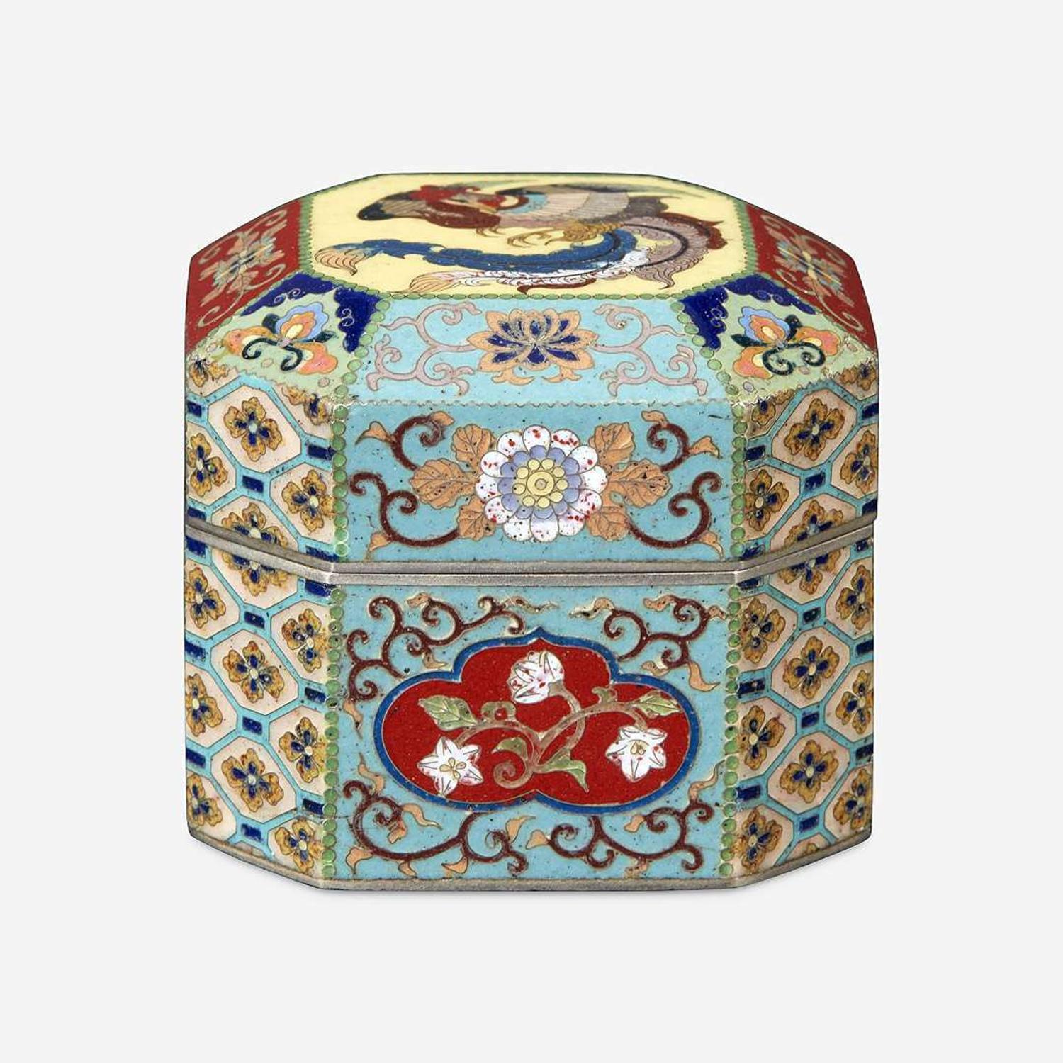 A fine Japanese cloisonné miniature silver box, attributed to Namikawa Yasuyuki Meiji period