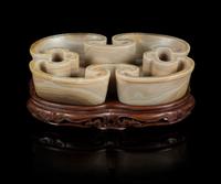 A Banded Agate Brush Washer, Xi Length 6 1/8 inches.