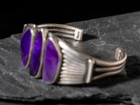 Southwestern-style Sugilite and Sterling Silver Cuff Bracelet and Post Earrings, PLUS