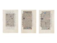 BRUGES WORKSHOP Three leaves from a Book of Hours, Use of Rome, ca. 1460, in Latin, illuminated manuscript on parchment [Southern Netherlands, Bruges, c. 1460]