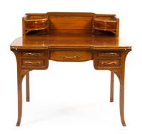 A French Art Nouveau Desk, School of Nancy Height 37 1/2 x width 41 3/4 x depth 28 inches.