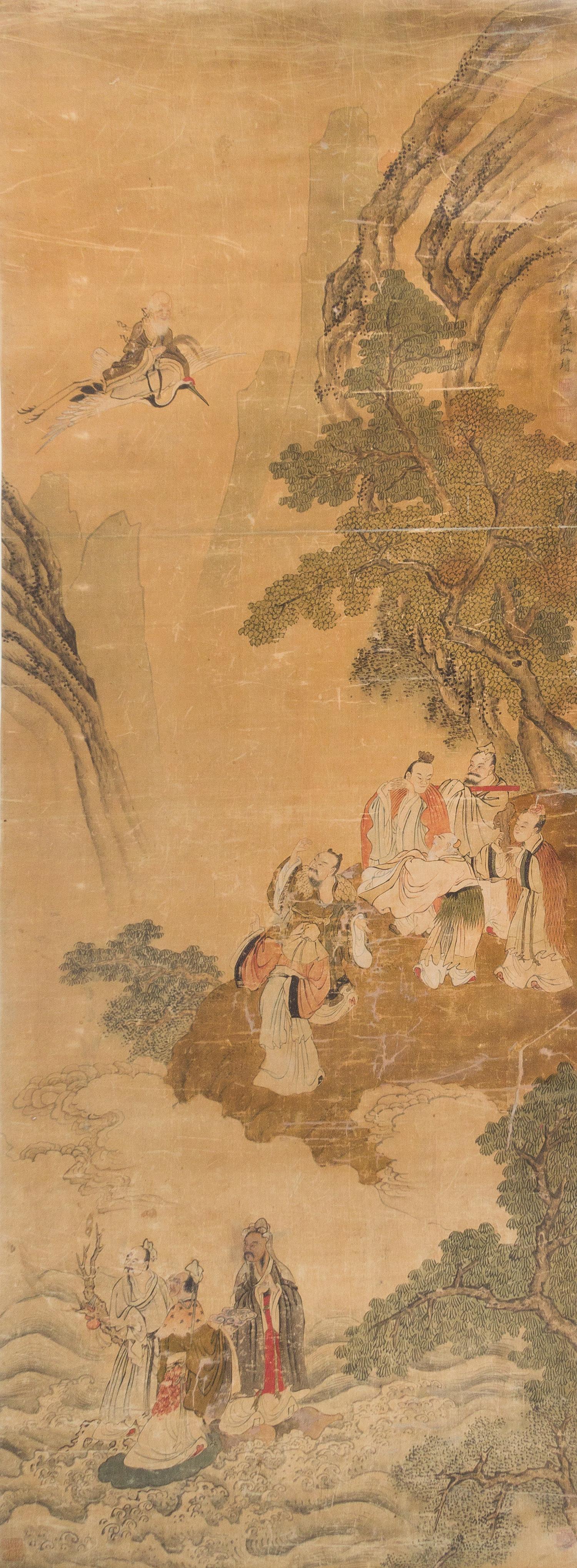 After Gai Qi, (1773-1828), A Gathering of Immortals to Celebrate Longevity depicting three groupings of ten immortals in a supernatural