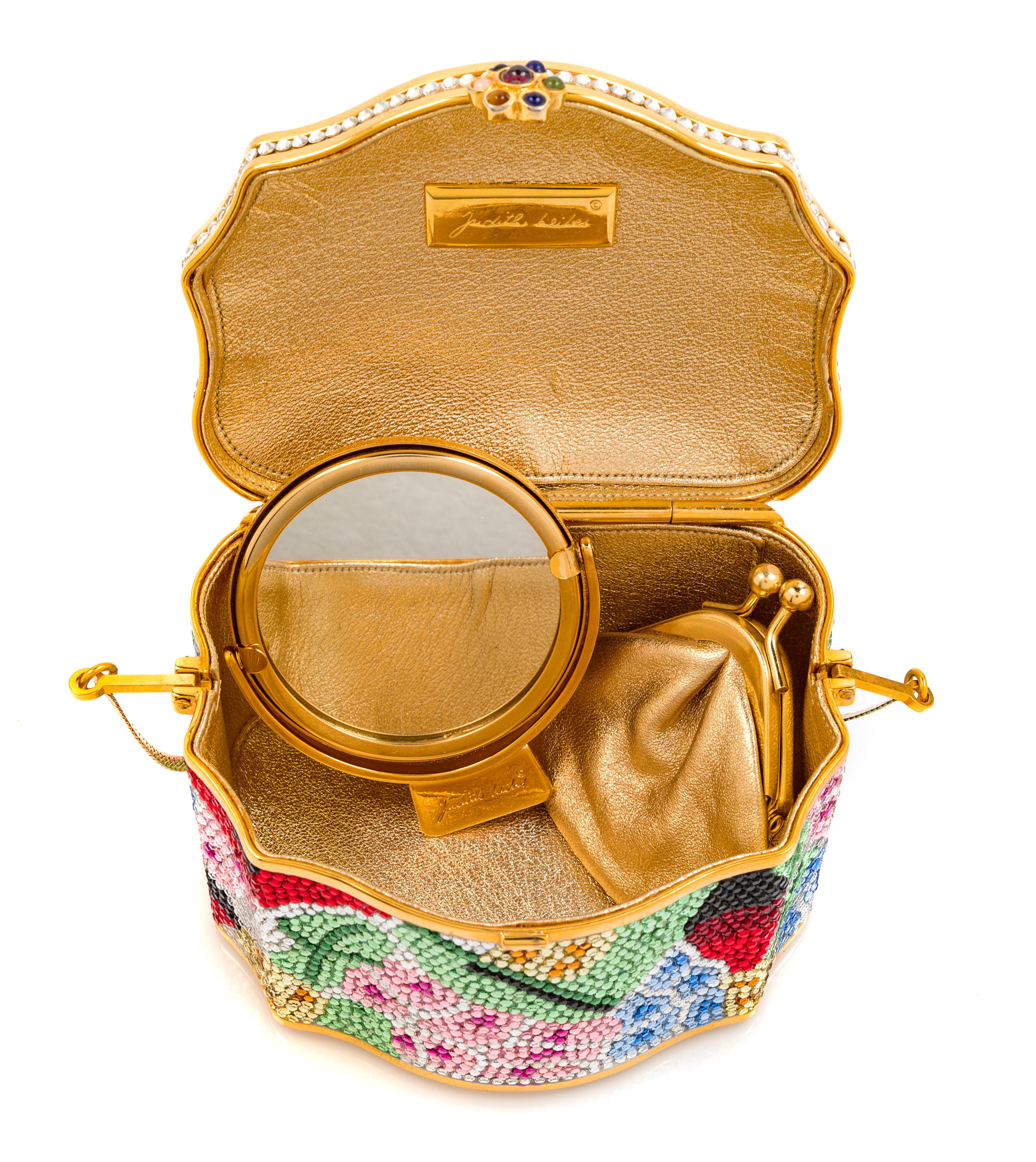 Judith Leiber Multicolored Floral Minaudiere Box