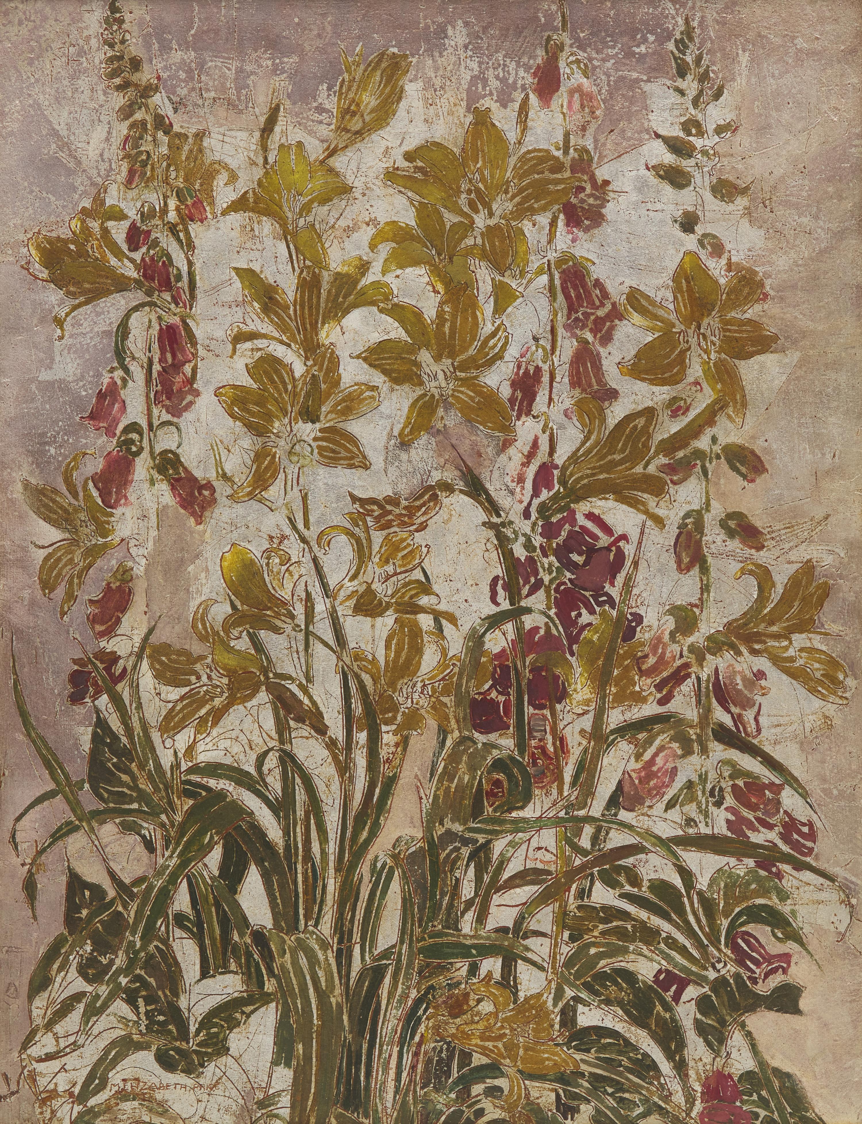 Mary Elizabeth Price (American, 1877-1965) — Still Life with Lillies and Foxgloves