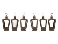 A Group of Six Patinated Metal Lanterns