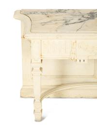 A Continental White Painted Mirrored Door Cabinet on Marble Top Base — Late 19th Century