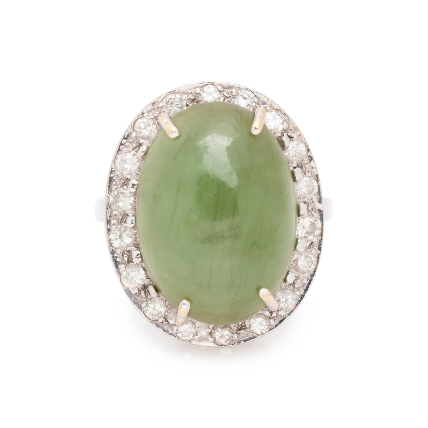 NEPHRITE AND DIAMOND RING