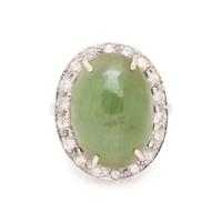 NEPHRITE AND DIAMOND RING