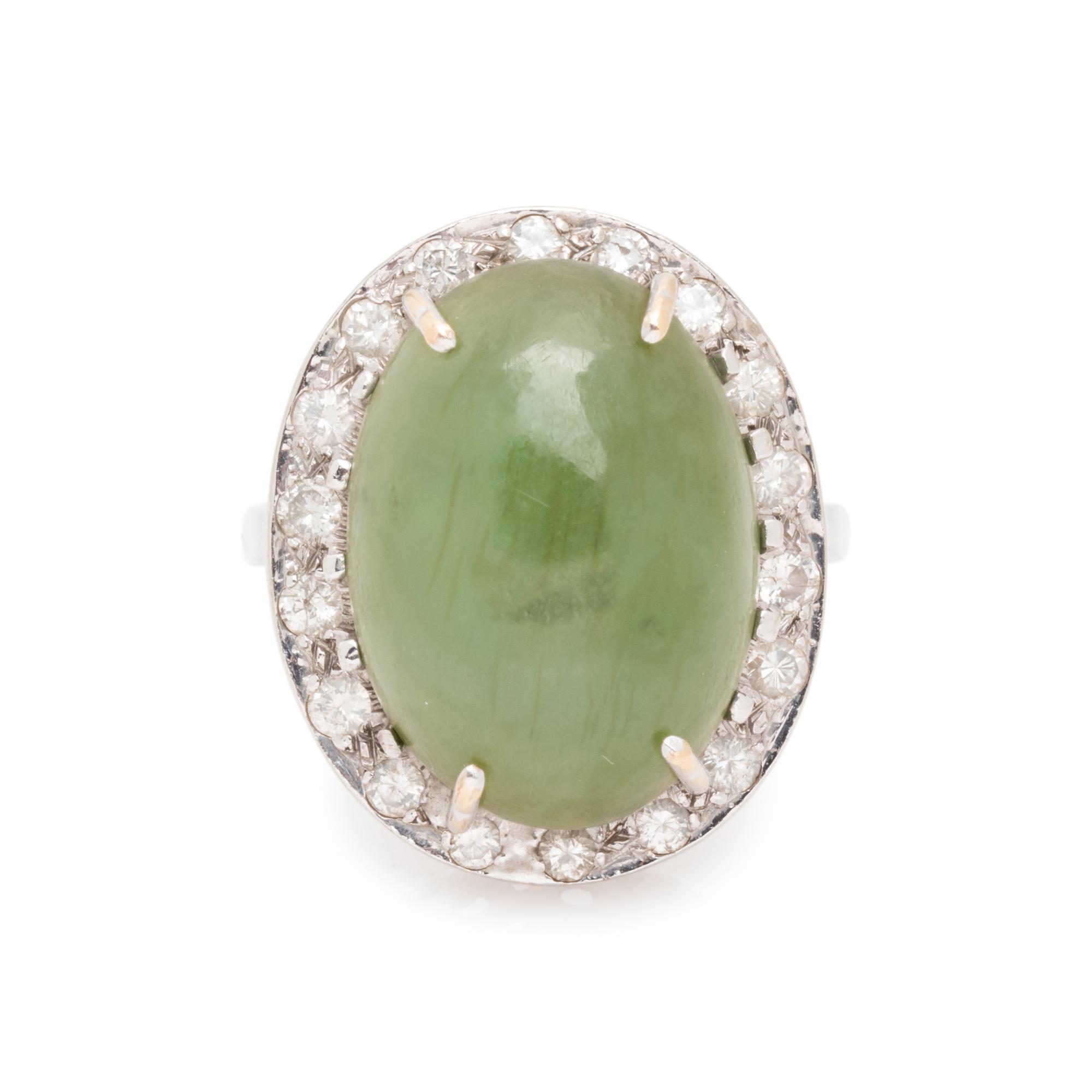 NEPHRITE AND DIAMOND RING