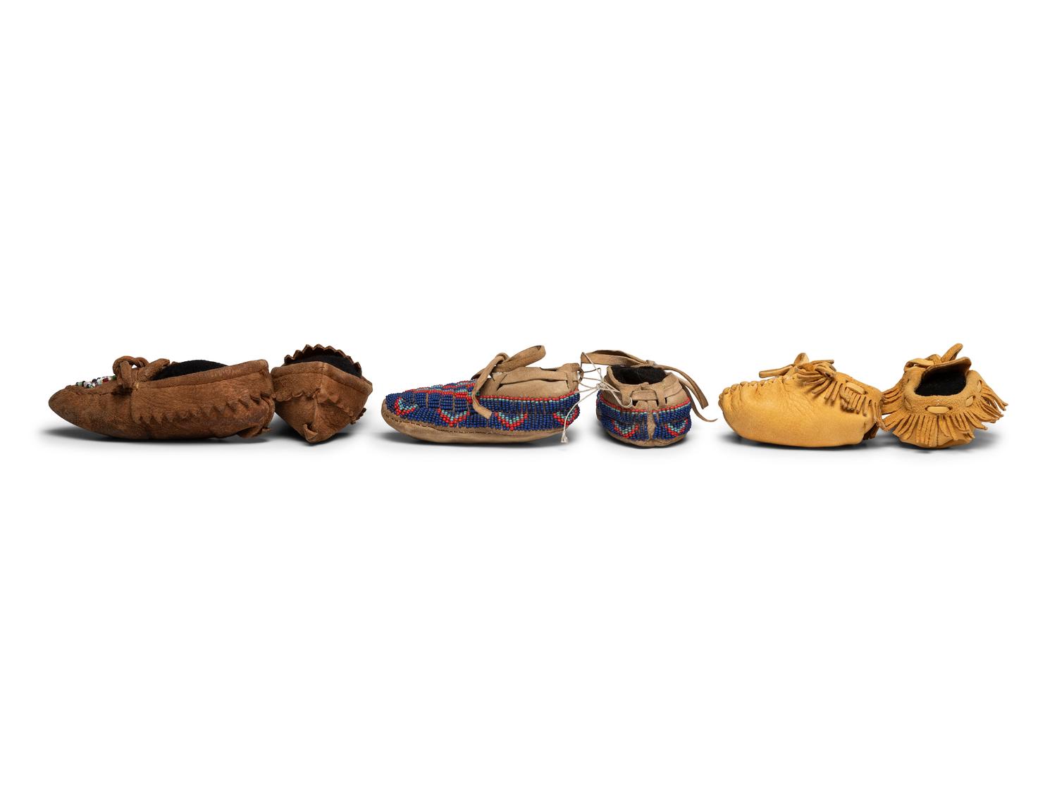 Group of Plains Children's Beaded Hide Moccasins