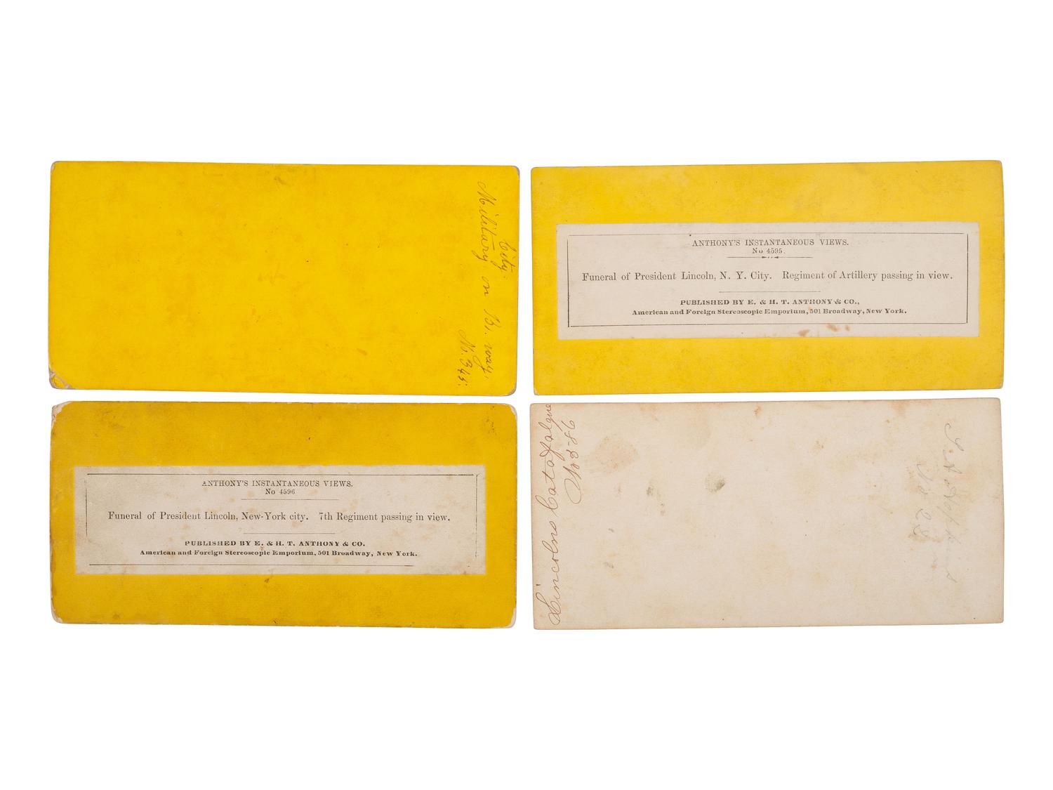 [LINCOLN FUNERAL]. A group of 10 stereoviews capturing the procession and other funerary sights around New York City.
