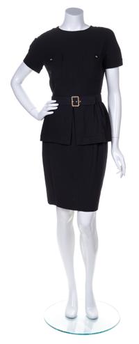 A Chanel Black Wool Skirt Ensemble, Size 40.