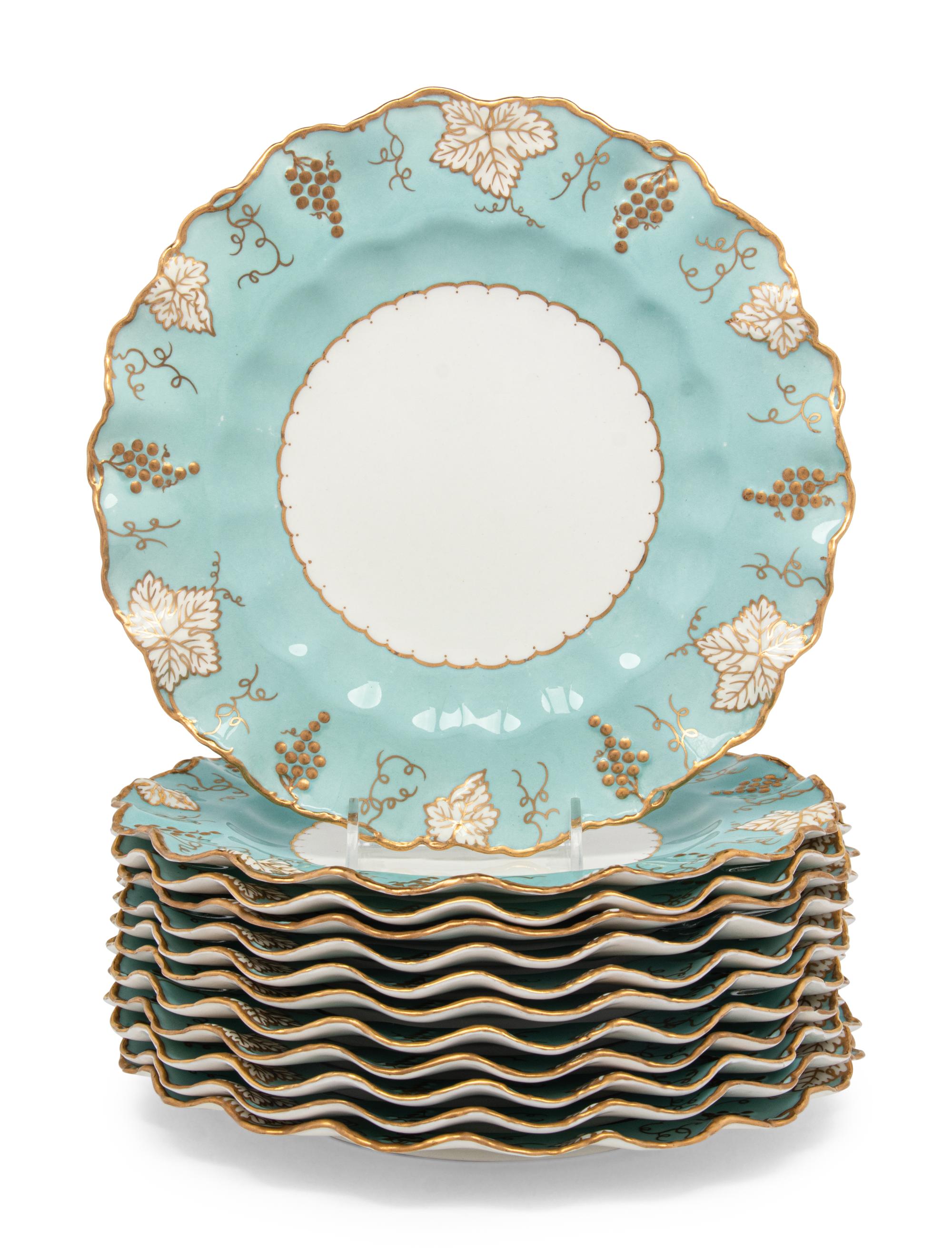 A Set of Twelve Royal Crown Derby Porcelain Dessert Plates