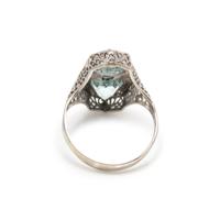 AQUAMARINE AND DIAMOND RING