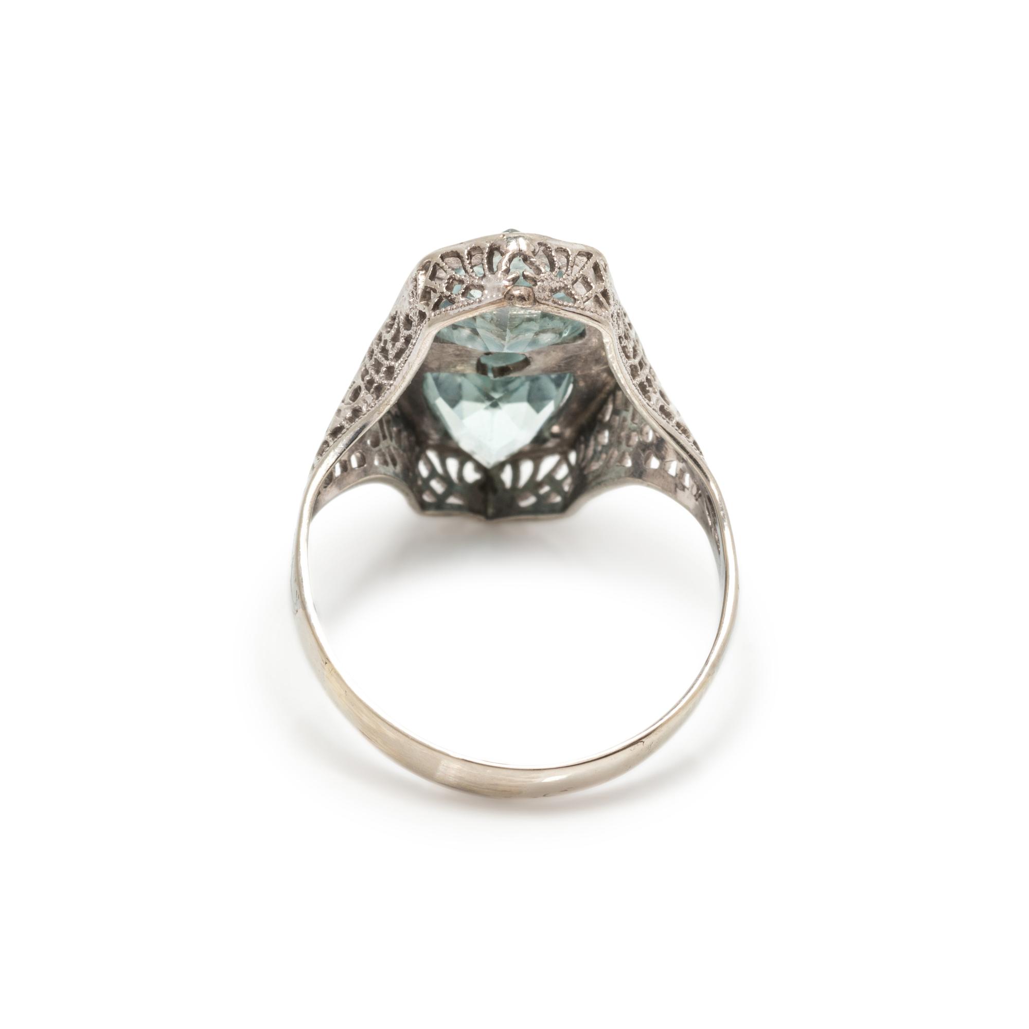 AQUAMARINE AND DIAMOND RING