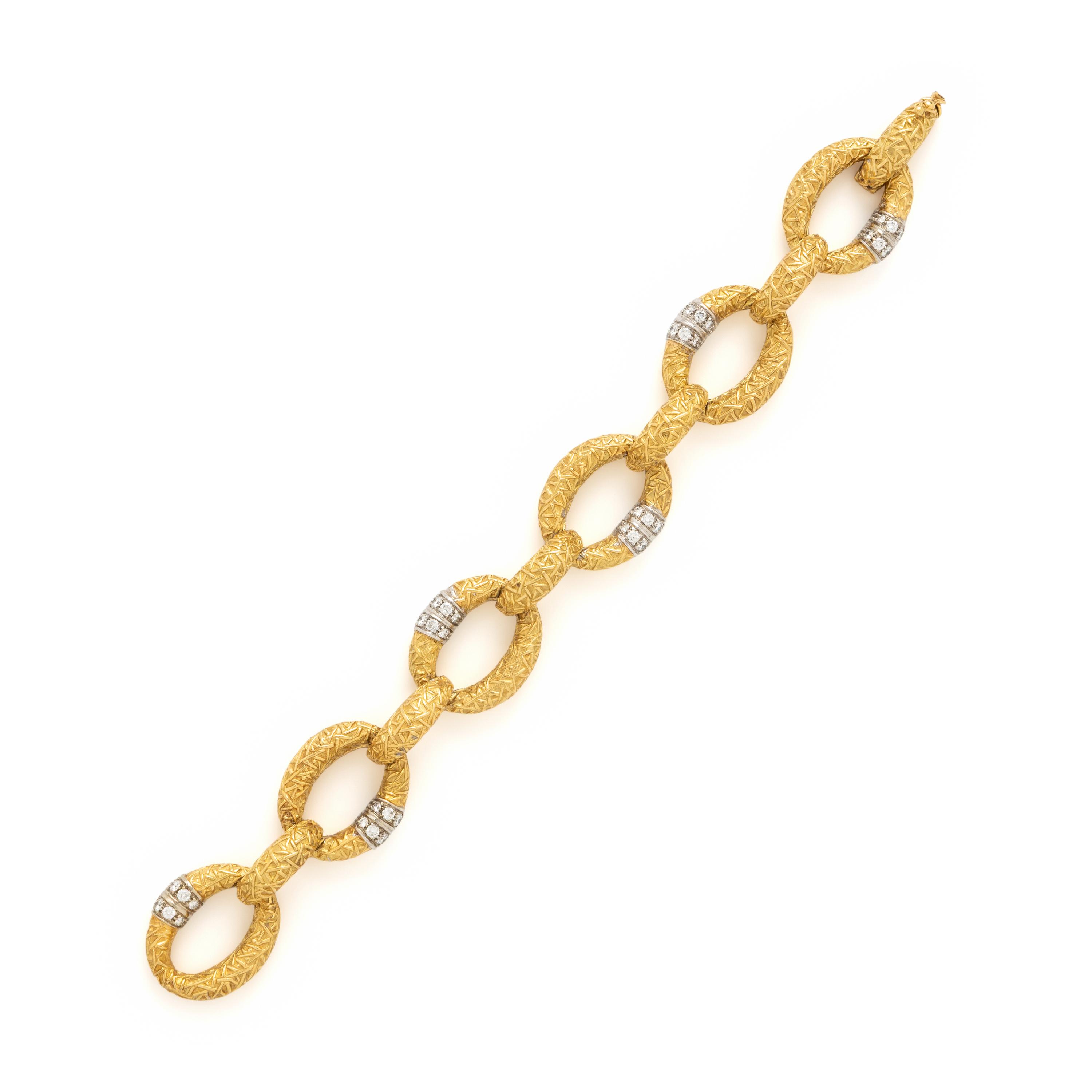 Frattini, Yellow Gold and Diamond Bracelet and Earrings