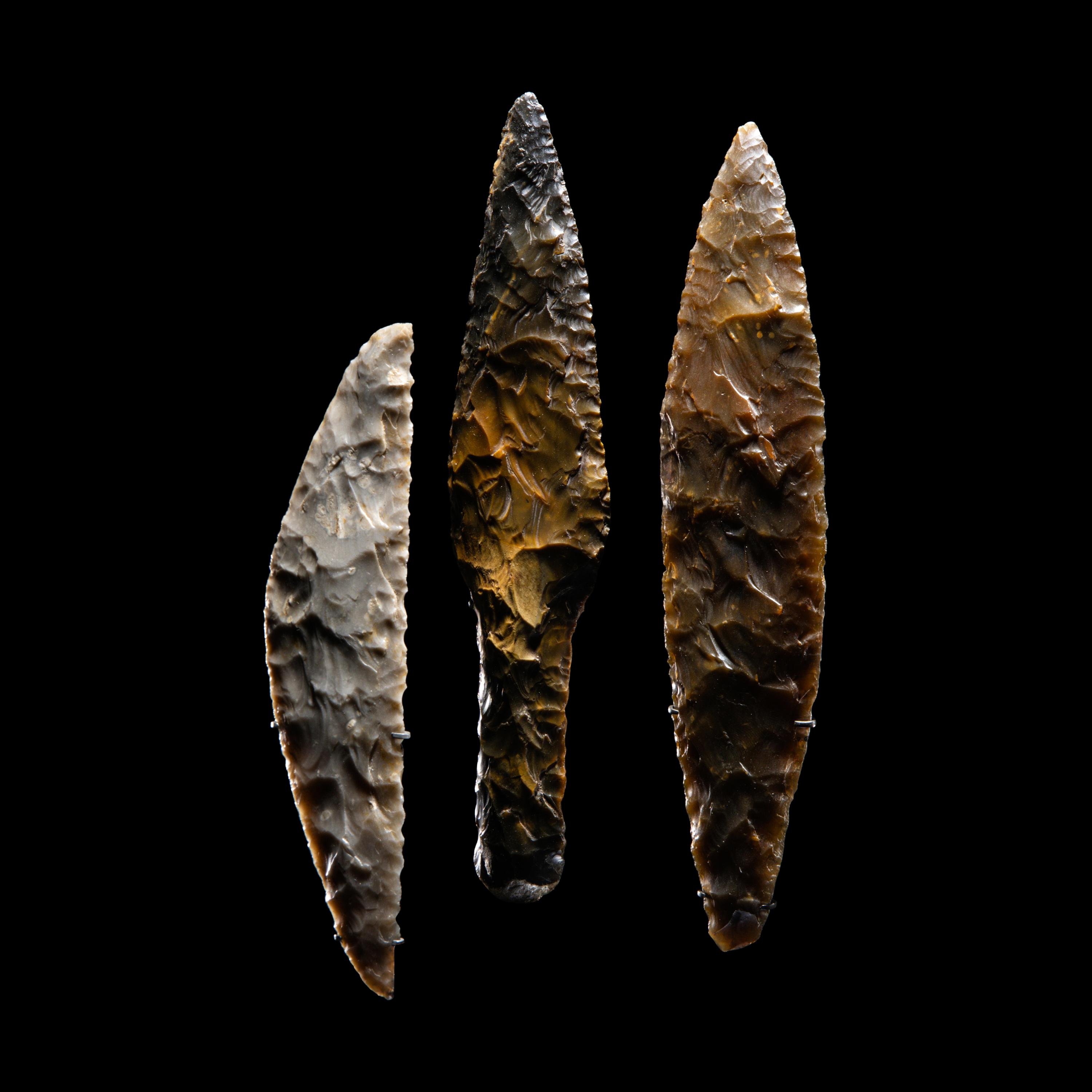 Three Neolithic Flint Daggers and Sickles
