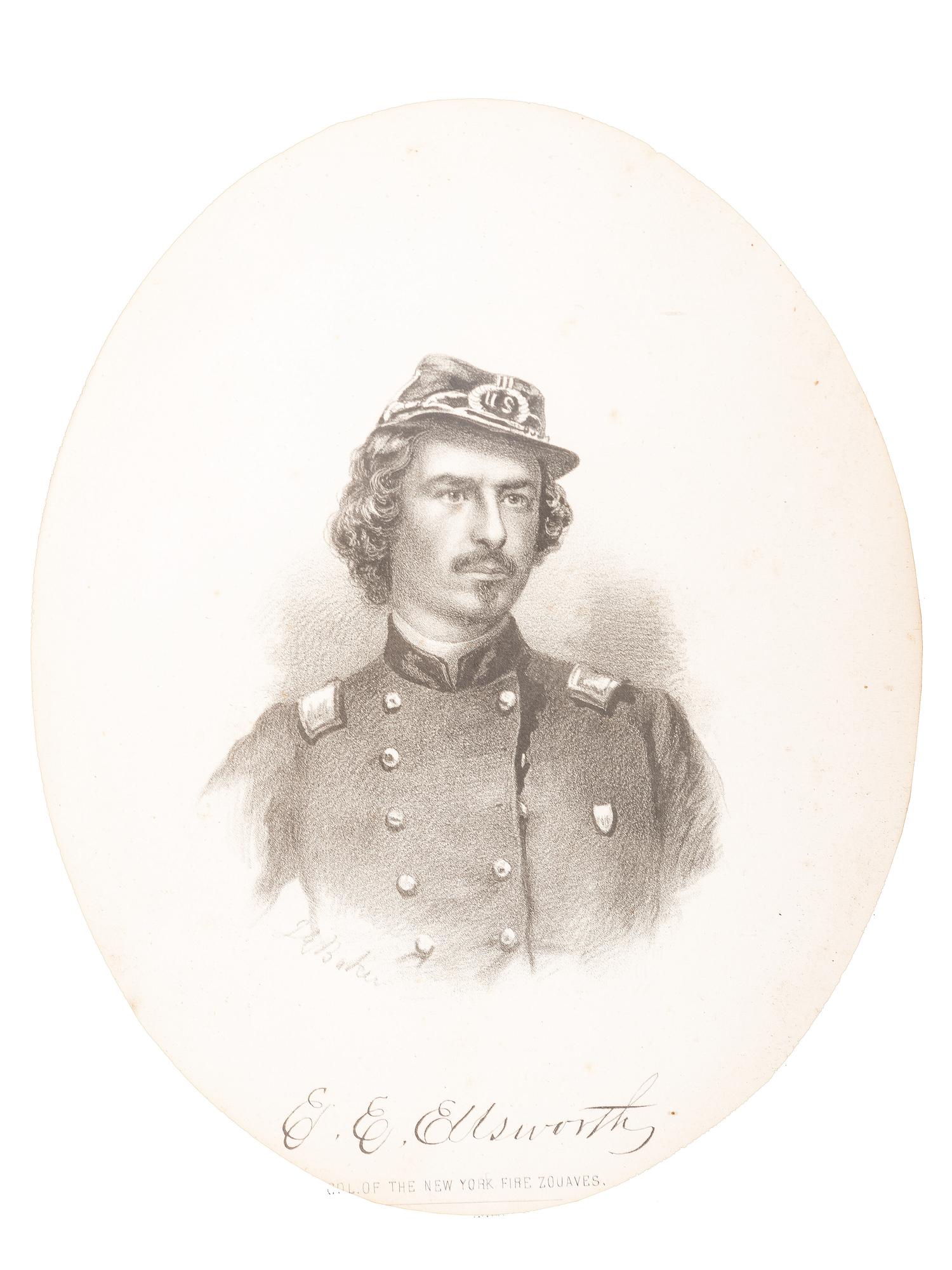 [CIVIL WAR]. A collection of items involving Colonel Elmer Ellsworth and Sergeant Francis Brownell, incl. prints, photographs, and other memorabilia.