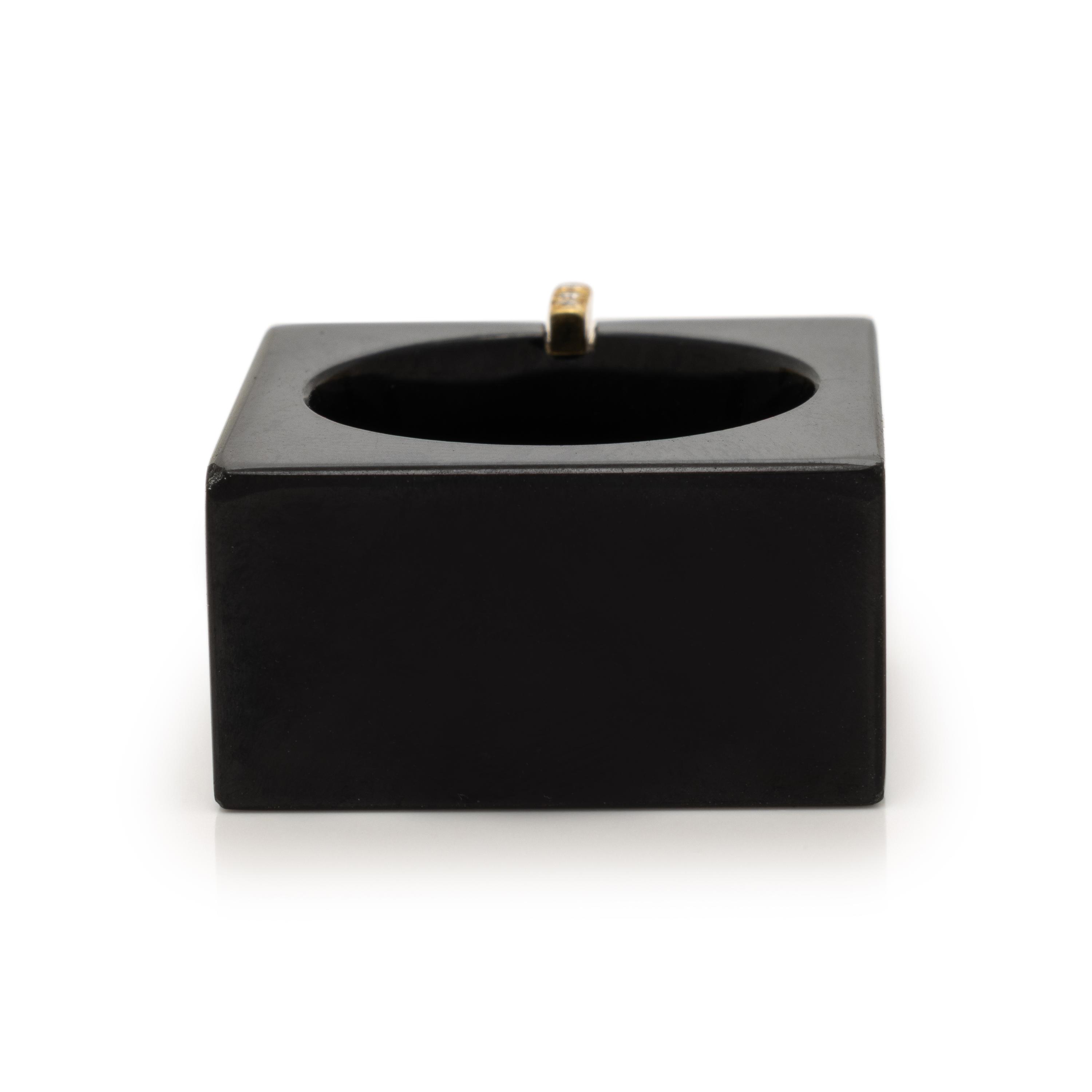 Henry Dunay, Black Jade, Diamond, and Yellow Gold Ring