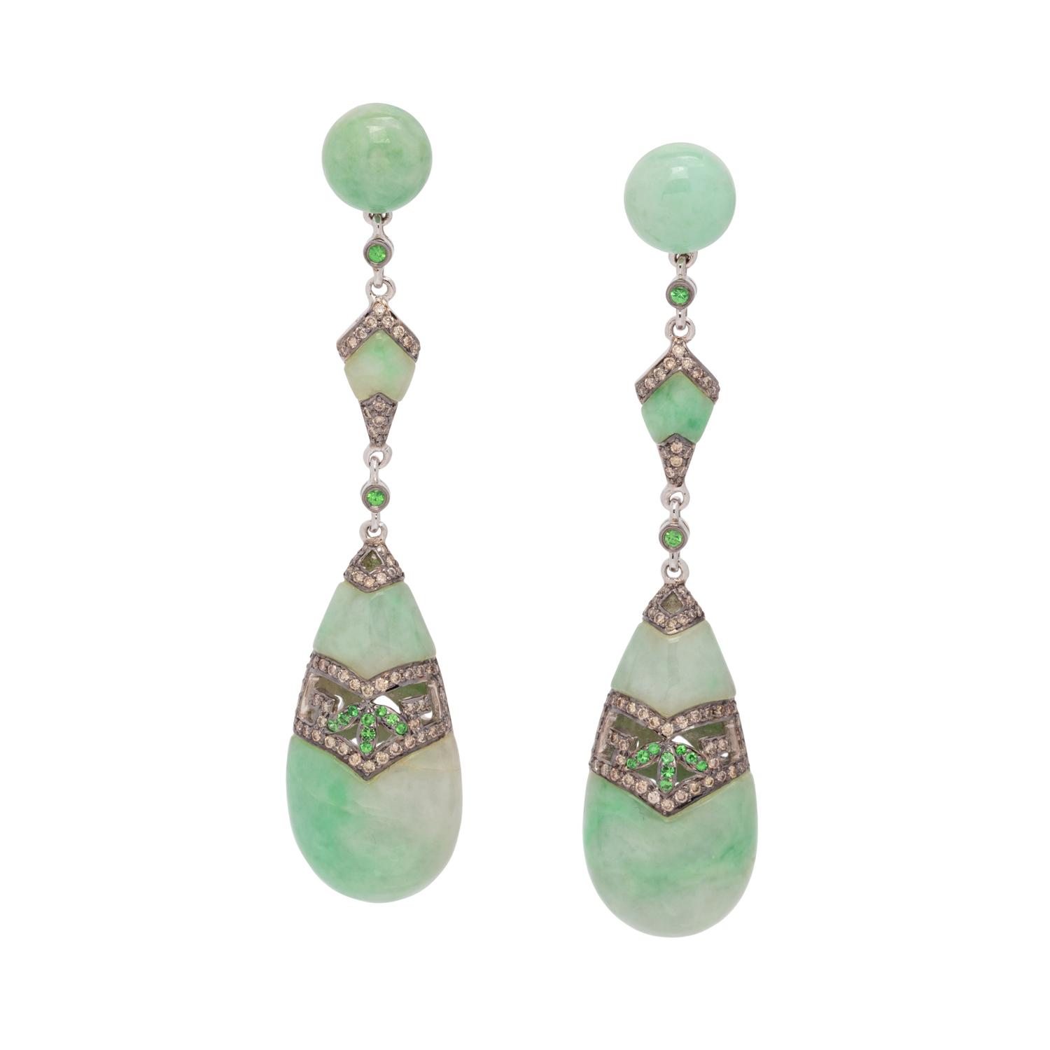JADE AND DIAMOND EARRINGS