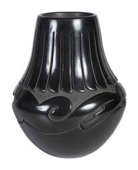 Carved Blackware Pottery Jar